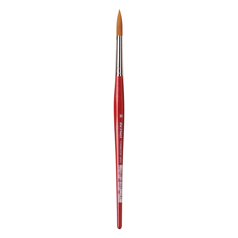 da Vinci Watercolor Series 5580 CosmoTop Spin Paint Brush, Round Synthetic with Red Handle, Size 10 (5580-10)