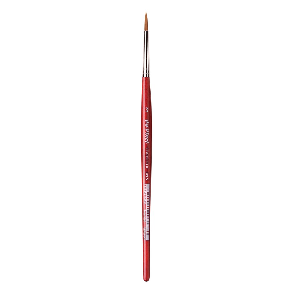 da Vinci Watercolor Series 5580 CosmoTop Spin Paint Brush, Round Synthetic with Red Handle, Size 3 (5580-03)