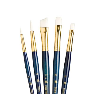 Princeton RealValue Brush Set, White Taklon, Dark Blue Handle, 5 Piece, 1 Count