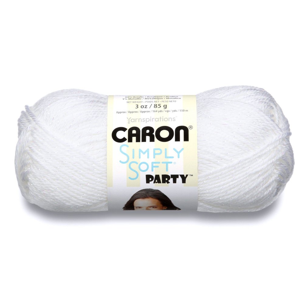Caron Simply Soft Party Yarn, 3 oz, Medium Worsted 4 Gauge, - Snow - For Crochet, Knitting & Crafting