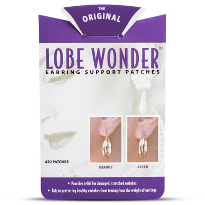 Lobe Wonder - The ORIGINAL Ear Lobe Support Patch for Pierced Ears - Eliminates the Look of Torn or Stretched Piercings - Protects Healthy Ear Lobes from Tearing - 420 Patches - Clear & Latex-Free