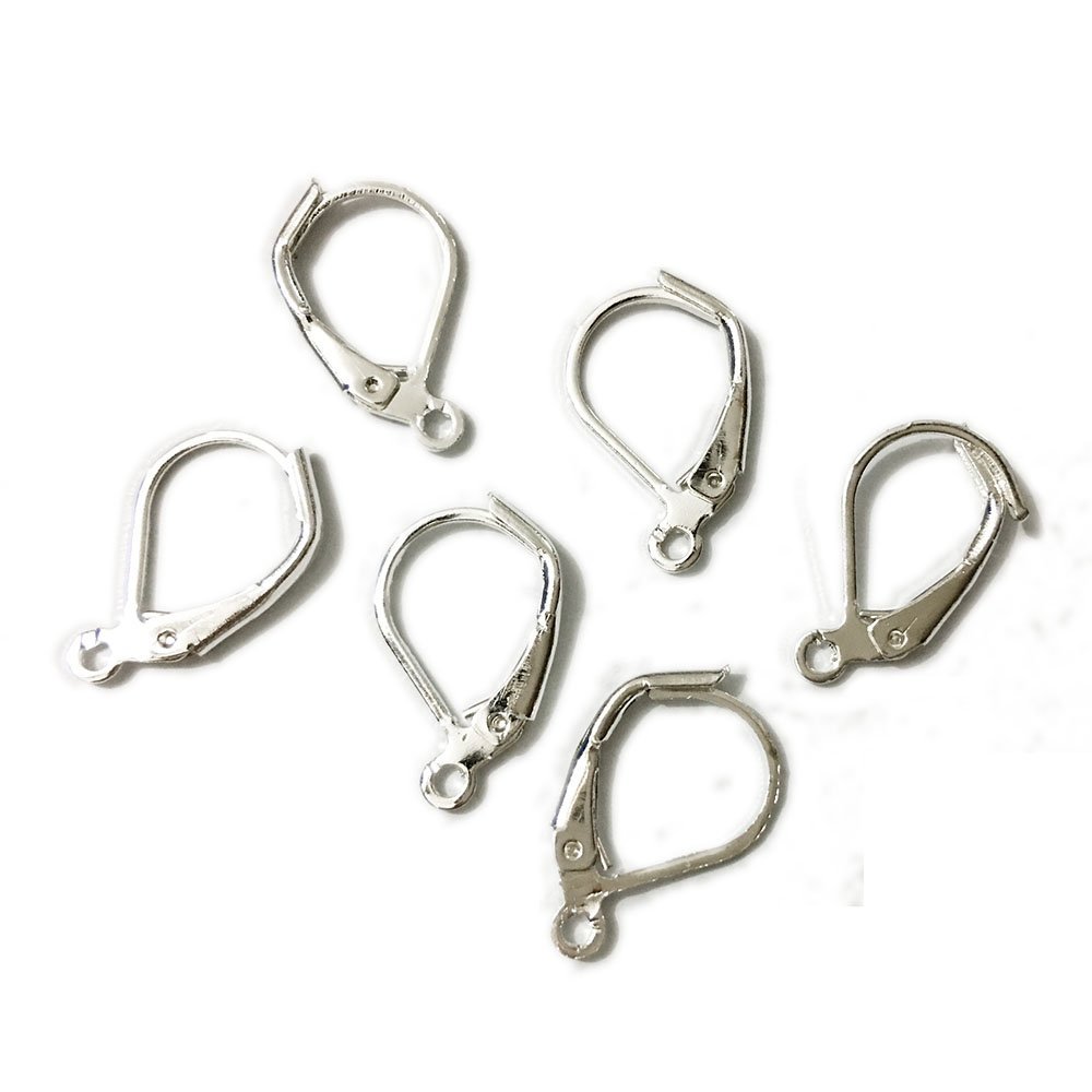 100PCS French Earring Hook Ear Wire Lever Back Open Loop DIY Jewelry Findings (Silver Plated)