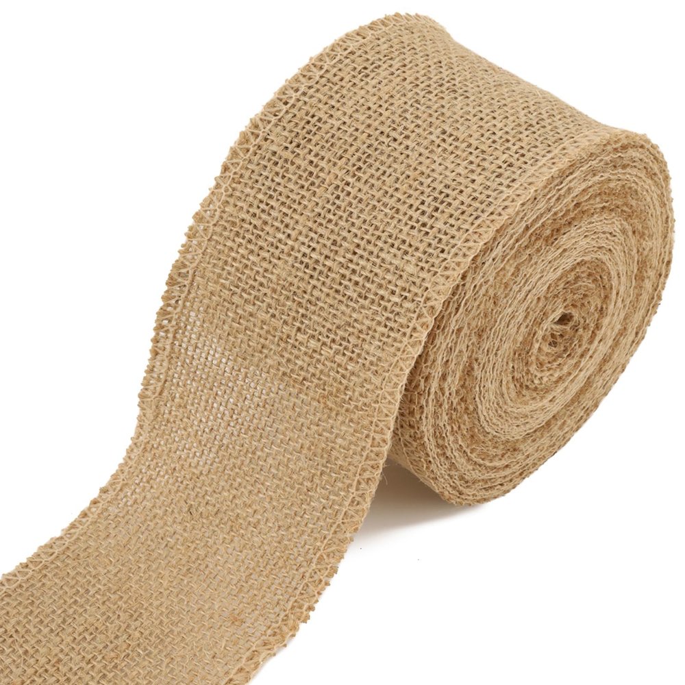 LaRibbons 3 Inch Burlap Wide Fabric Craft Ribbon10 Yard, Natural Brown Ribbon for Bow Crafting,Wreath-Making, Tree Decoration