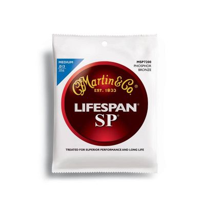 Martin MSP7200 SP Lifespan 92/8 Phosphor Bronze Medium Acoustic Guitar Strings