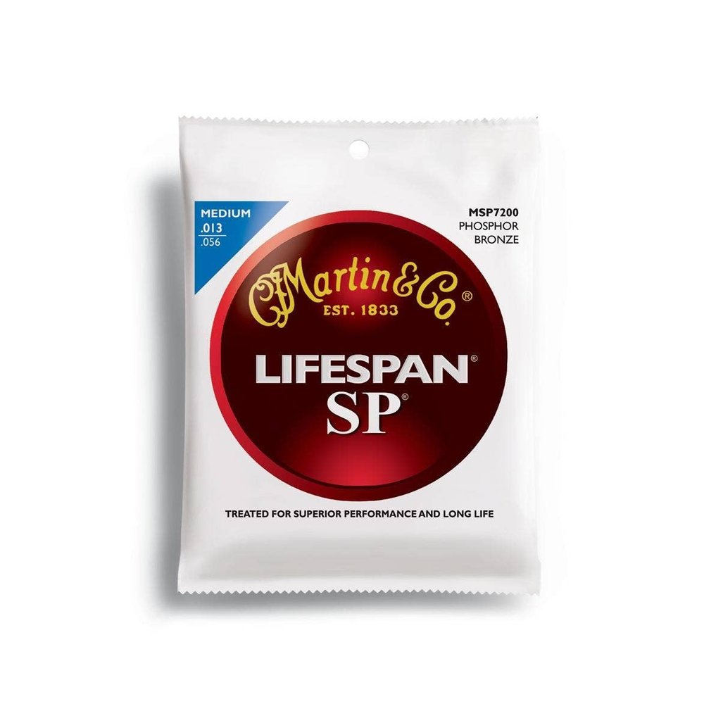 Martin MSP7200 SP Lifespan 92/8 Phosphor Bronze Medium Acoustic Guitar Strings
