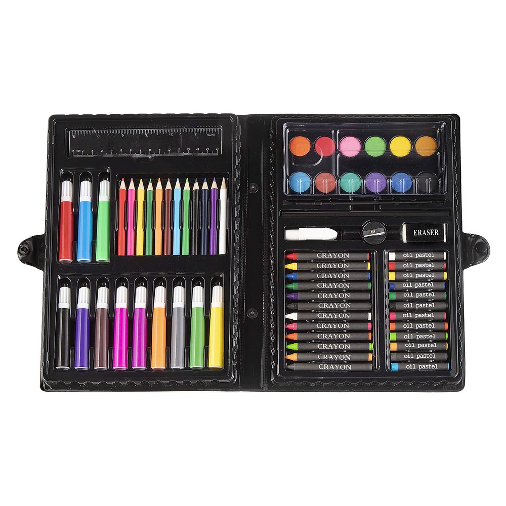 Darice 80-Piece Art Set Art Supplies for Drawing, Painting and More in a Plastic Case - Makes a Great Gift for Children and Adults