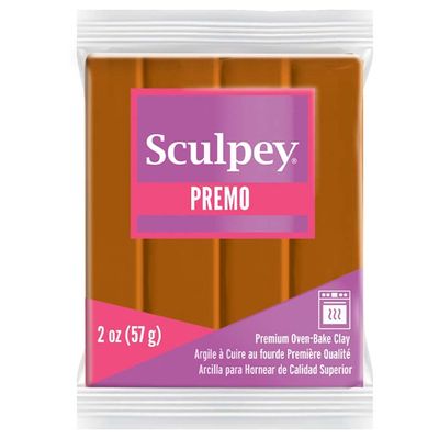 Sculpey Premo Polymer Oven-Bake Clay, Raw Sienna Brown, Non Toxic, 2 oz. bar, Great for Jewelry Making, Holiday, DIY, Mixed Media and More. Premium Clay Perfect for clayers and Artists.