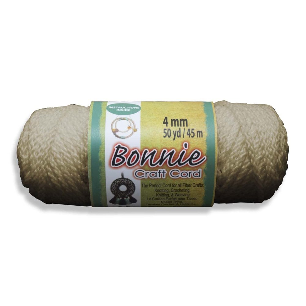 Bonnie Macrame Craft Cord 4mmX50yd, Pearl Beige