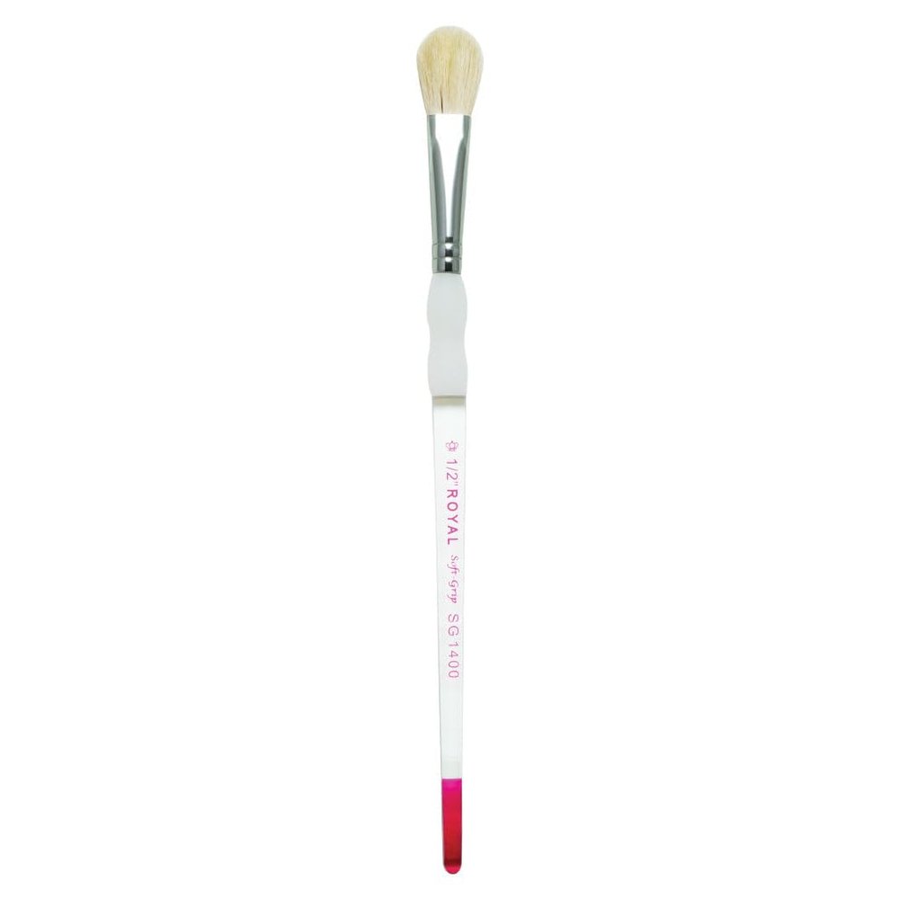 Royal & Lang Nickel Soft-Grip White Blending Mop Paintbrush, Natural Hair, 3/4"