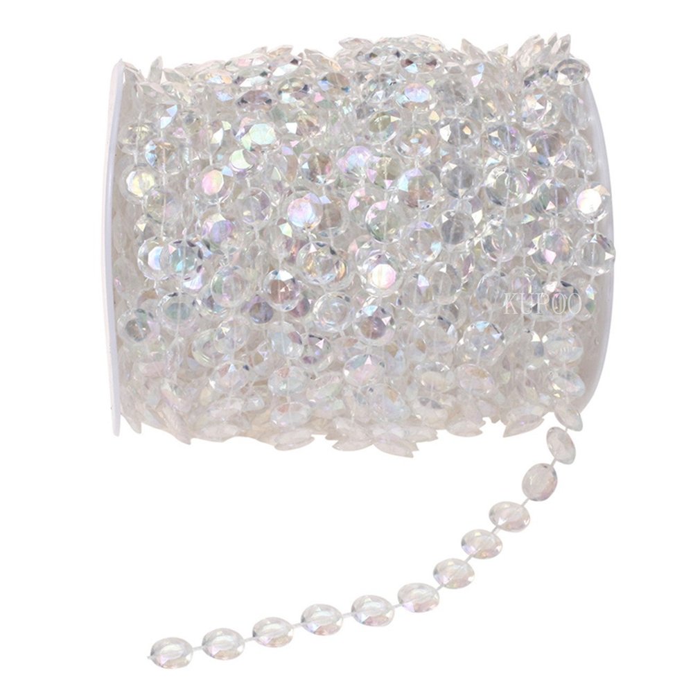 KUPOO 99 ft Clear Crystal Like Beads by the roll - Wedding Decorations (Colorful)