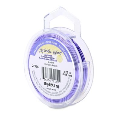 Artistic Wire, 22 Gauge Silver Plated Tarnish Resistant Colored Copper Craft Wire, Amethyst,10 yd