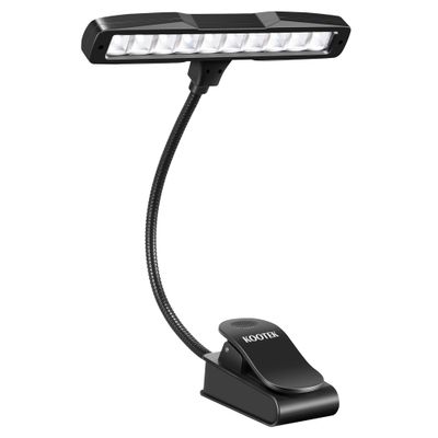 Kootek Music Stand Light, Eye Caring Clip-on Piano Lamp, 360 Flexible Gooseneck Adjustable Brightness USB Rechargeable for Sheet, Book Reading, Orchestra, Podium, Easel