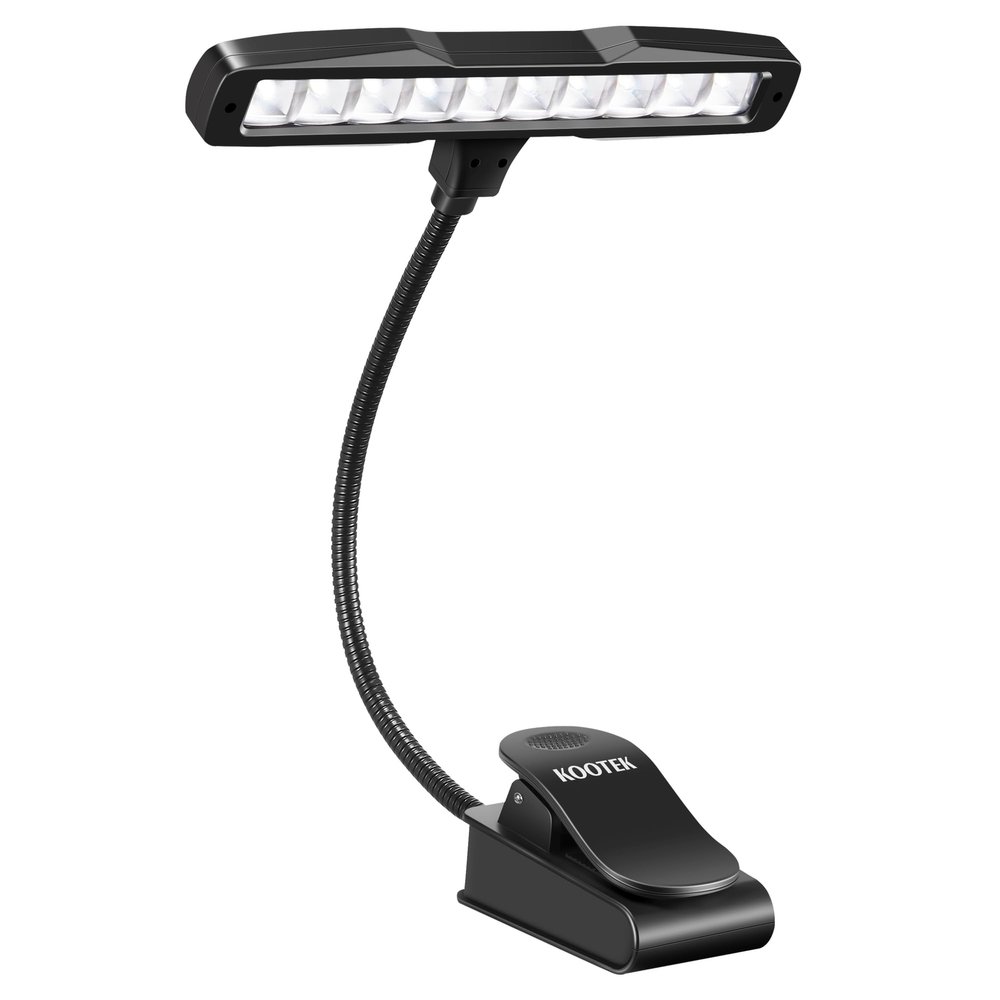 Kootek Music Stand Light, Eye Caring Clip-on Piano Lamp, 360 Flexible Gooseneck Adjustable Brightness USB Rechargeable for Sheet, Book Reading, Orchestra, Podium, Easel