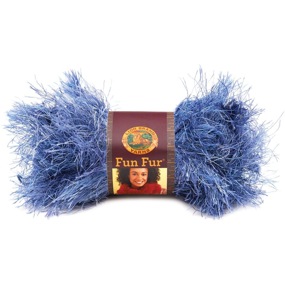 Lion Brand Yarn 320-203A Fun Fur Yarn, Indigo