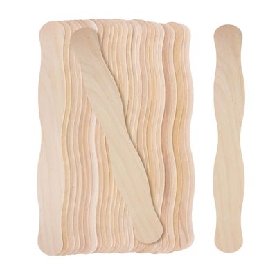 Mandala Crafts Wavy Natural Wooden Fan Handles Sticks for Fan Wedding Programs - Jumbo Bulk Pack of 100 Bidding Auction Paddles