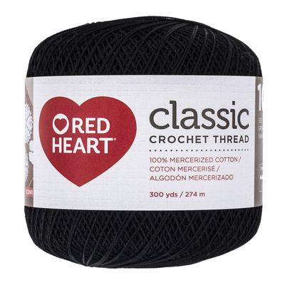 Red Heart Coats Crochet Red Heart Classic Crochet, Thread Size 10, Black (144-12)