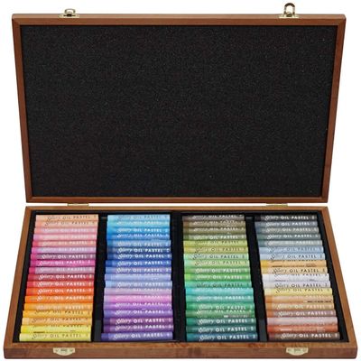 MUNGYO Gallery Professional 72-Color Soft Oil Pastel Set | Superior Blendability, Elegant Wooden Case