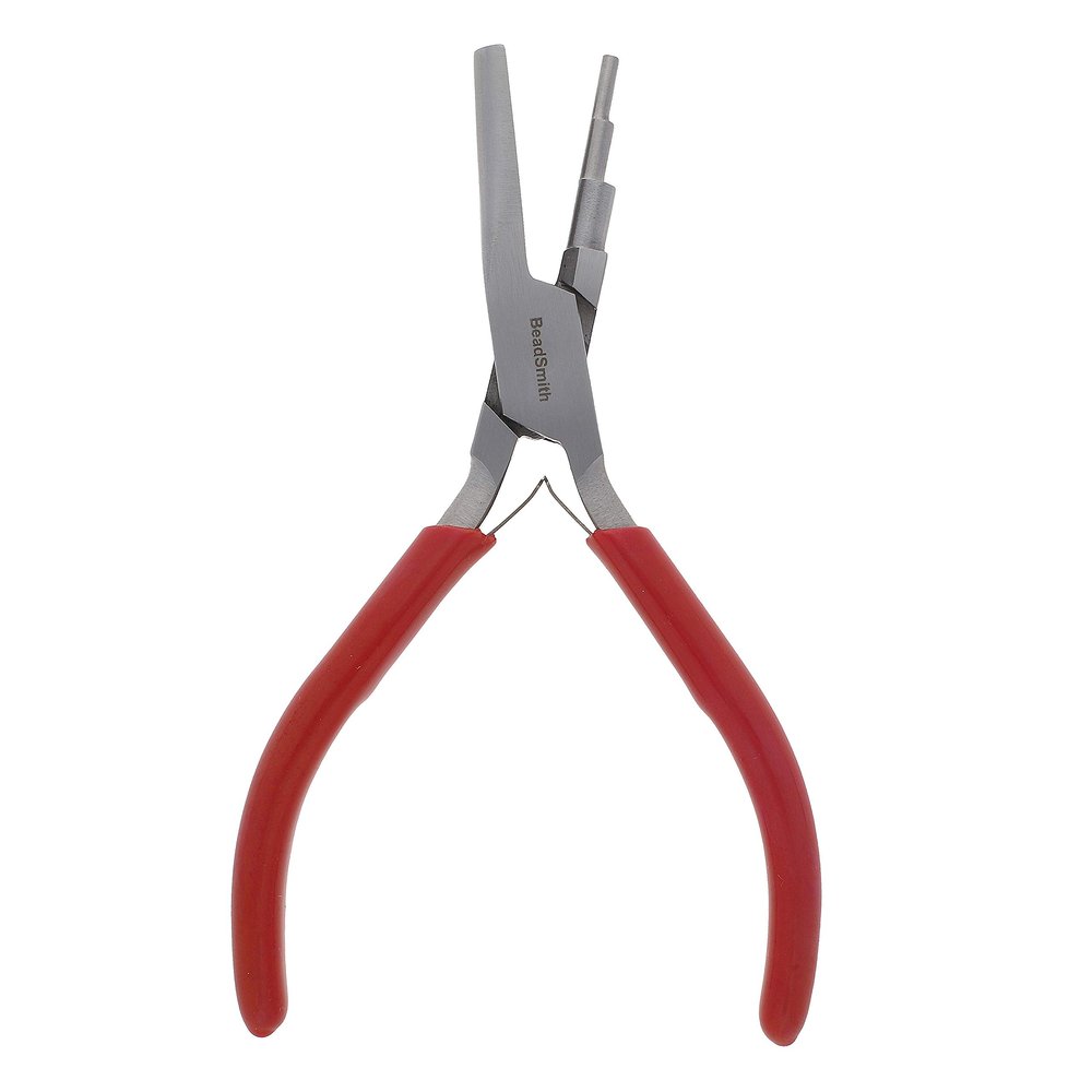 The Beadsmith 3-Step Round/Concave (Hollow) Pliers Creates 3-4-5mm Loops Wire Looping and Wire Bending Plier 6 inches Steel Head & Double Leaf Springs Tool for Jewelry Making