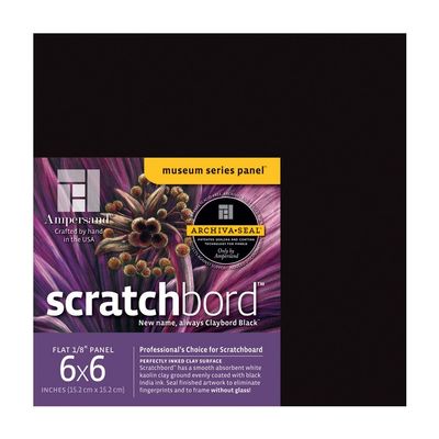 Ampersand Art Supply Scratchbord | 6" x 6" - Pack of 3 | 1/8" Flat Profile | Professional Scratchboard Art Panel | for Scratchboard Drawing, Illustration & Mixed Media