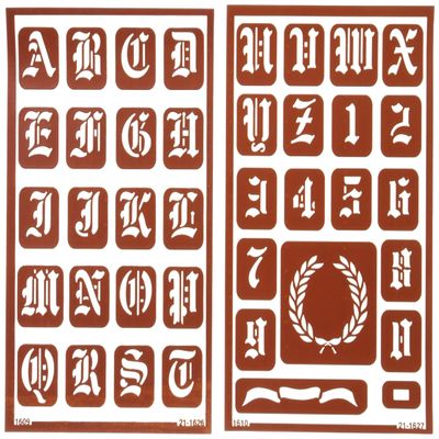 Armour Etch Over N Over Stencil, 1-Inch High Alphabet, 2 Pages
