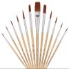 Jerry Q Art 12 PC Brown Synthetic Hair Round and Flat Paint Brush Set with Short Wood Handles for Acrylic, Watercolor and All Media JQ59831 view 1