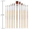Jerry Q Art 12 PC Brown Synthetic Hair Round and Flat Paint Brush Set with Short Wood Handles for Acrylic, Watercolor and All Media JQ59831 view 3