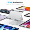 OMOTON Tablet Stand Holder Adjustable, T1 Desktop Aluminum Tablet Dock Cradle Compatible with iPad Air/Mini, iPad 10.2/9.7, iPad Pro 11/12.9/13, Samsung Tab and More Up to 13 inch, Silver view 2
