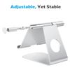 OMOTON Tablet Stand Holder Adjustable, T1 Desktop Aluminum Tablet Dock Cradle Compatible with iPad Air/Mini, iPad 10.2/9.7, iPad Pro 11/12.9/13, Samsung Tab and More Up to 13 inch, Silver view 3