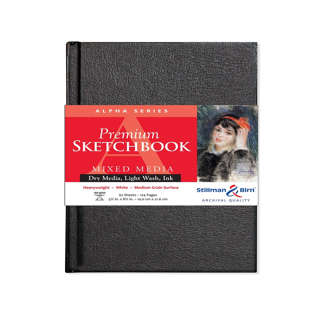 Stillman & Birn Alpha Series Hardbound Sketchbook, 5.5" x 8.5", 150 GSM (Heavyweight), White Paper, Medium Grain Surface