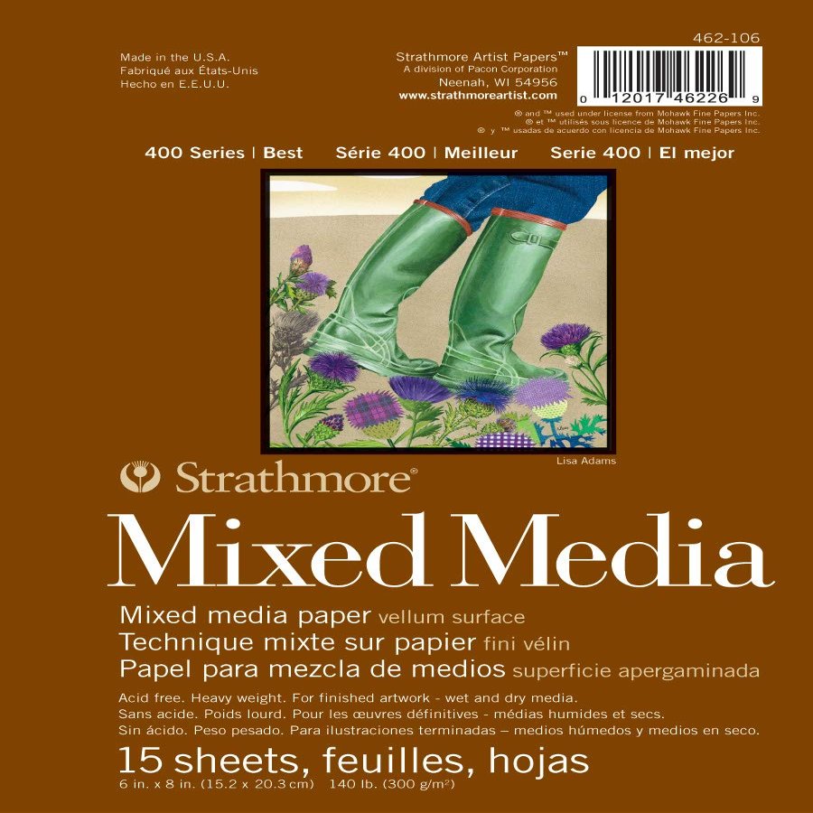 Strathmore 400 Series Tape Bound Mixed Media Pad, 140 lb. Vellum Paper, 6 X 8 inches, 15 Sheets (462-106)