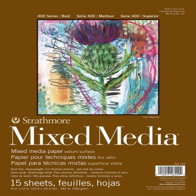 Strathmore Mixed Media Vellum Paper Pad 9"X12"-15 Sheets -62462109, White