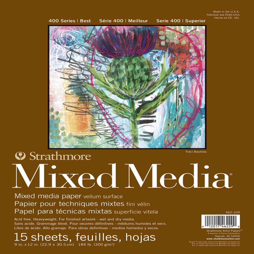 Strathmore Mixed Media Vellum Paper Pad 9"X12"-15 Sheets -62462109, White
