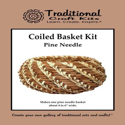Traditional Craft Kits Coiled Pine Needle Basket Weaving Kit Professional DIY Basket Making Supplies Includes Natural Pine Needles, Raffia, Stitching Needle, and Coiling Gauge