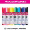 Tulip Permanent Fabric Markers Rainbow 20 Pack - Fine Tip, Minimal Bleed & Fast Drying - Premium Quality for T-shirts, Clothes, Shoes, Bags & Other Fabric Materials view 2