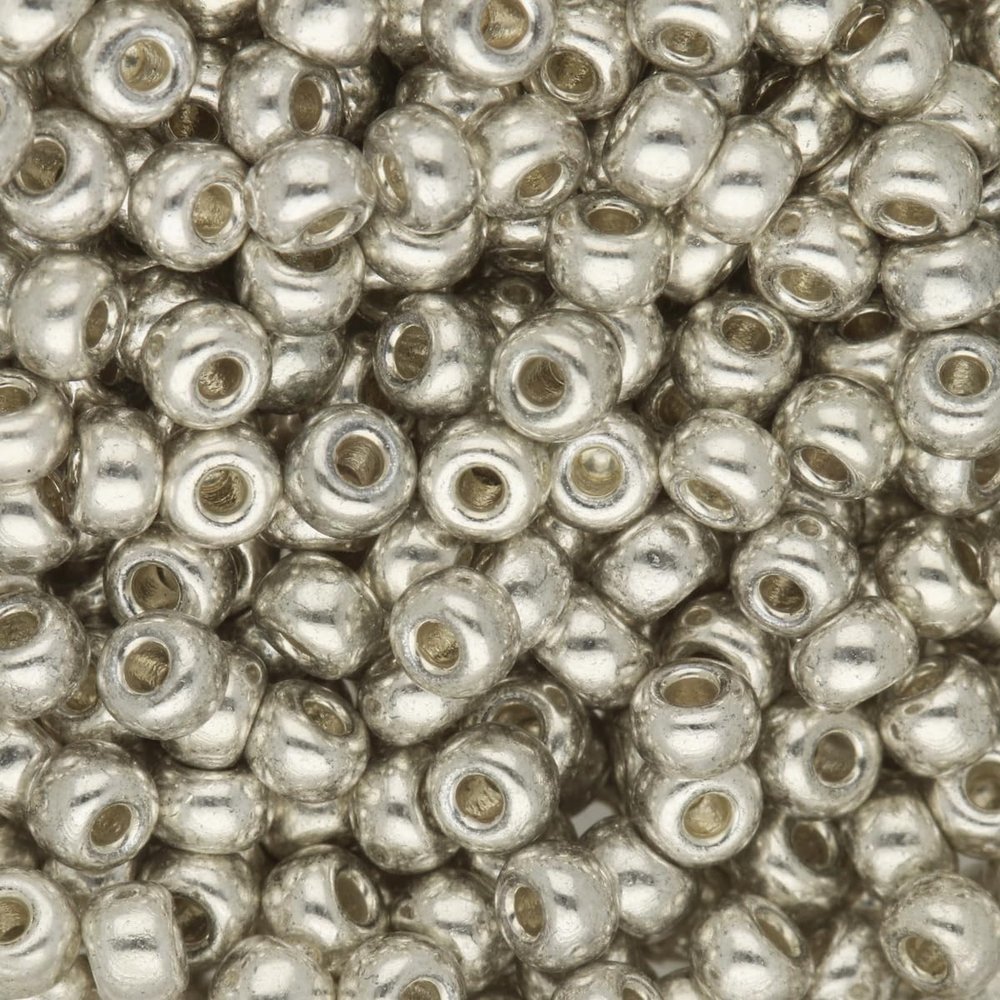 Miyuki Round Seed Beads, Size 8/0 (3mm), Galvanized Silver, 22g Tube (Approximately 836 Beads), Made in Japan