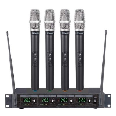 GTDaudio 4 Handheld Wireless Microphone Cordless mics System, Ideal for Church, Karaoke, Dj Party, Range up to 300 ft,