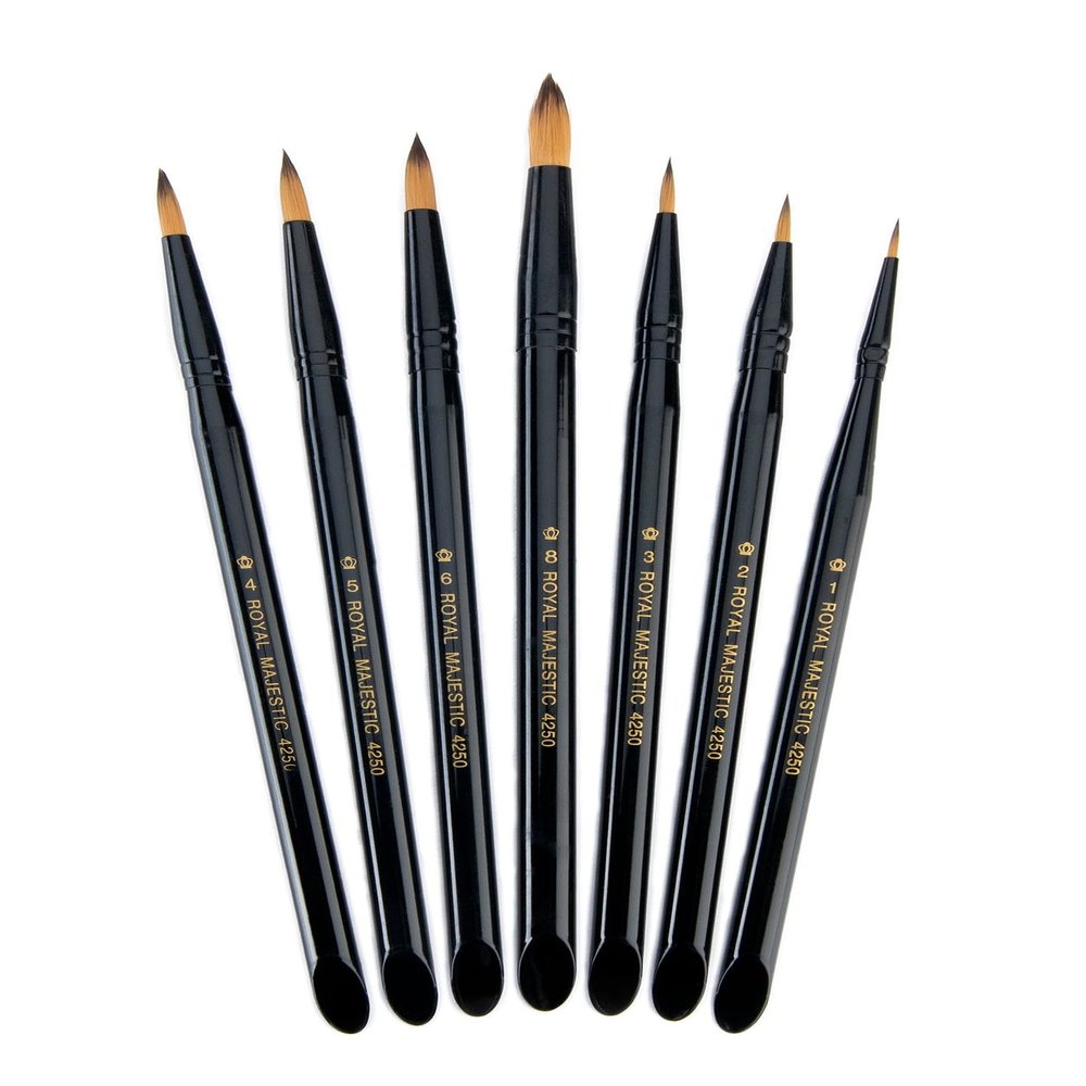 Majestic Royal and Langnickel Short Handle Paint Brush Set, Round, 7-Piece