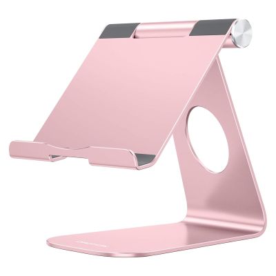 OMOTON Tablet Stand Holder Adjustable, T1 Desktop Aluminum Tablet Dock Cradle Compatible with iPad Air/Mini, iPad 10.2/9.7, iPad Pro 11/12.9, Samsung Tab and More, Rose Gold