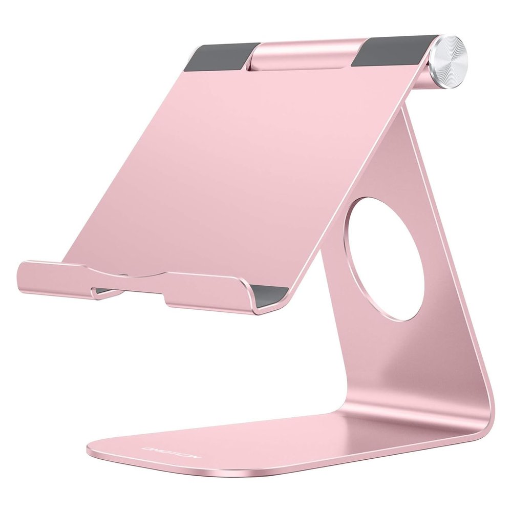 OMOTON Tablet Stand Holder Adjustable, T1 Desktop Aluminum Tablet Dock Cradle Compatible with iPad Air/Mini, iPad 10.2/9.7, iPad Pro 11/12.9, Samsung Tab and More, Rose Gold