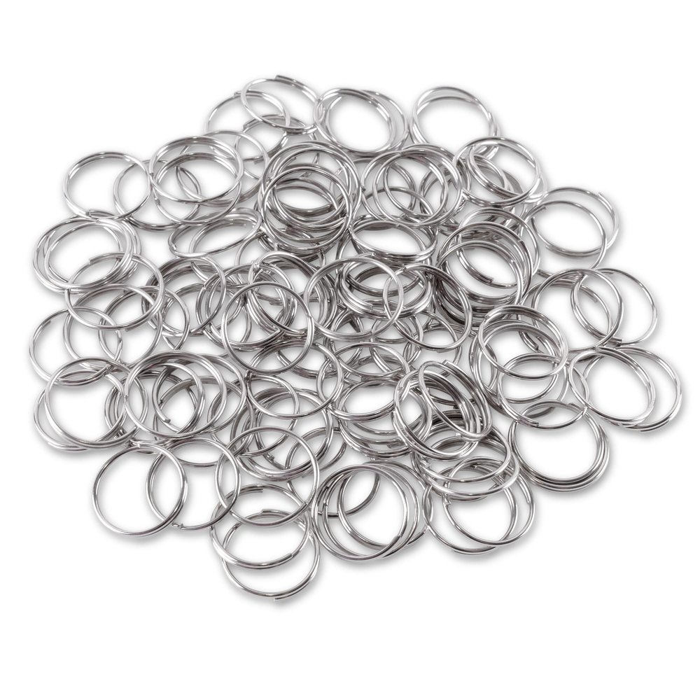 Super Z Outlet 1" (25mm) Nickel Plated Silver Steel Round Edged Split Circular Keychain Ring Clips for Car Home Keys Organization, Arts & Crafts, Lanyards (100)