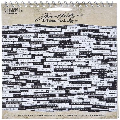 Tim Holtz Idea-ology Chitchat Word Stickers, Black and White Matte Cardstock, 1088 Stickers, TH92998, 1/8"