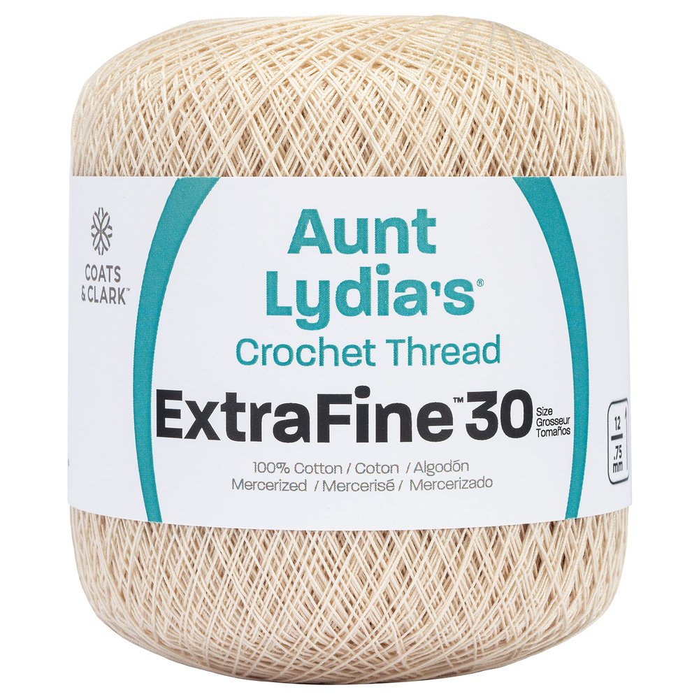 Coats Crochet Aunt Lydia's Crochet, Cotton Extra Fine Size 30, Natural (180-226)