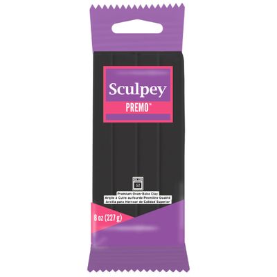 Sculpey Premo: Polymer Clay: Black - 8oz Pack - Oven Bake Clay, Non-Toxic, Advanced Techniques, Sculpting-Jewelry-Craft Projects, Adults Art Supplies