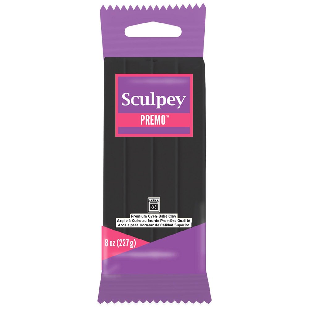 Sculpey Premo: Polymer Clay: Black - 8oz Pack - Oven Bake Clay, Non-Toxic, Advanced Techniques, Sculpting-Jewelry-Craft Projects, Adults Art Supplies