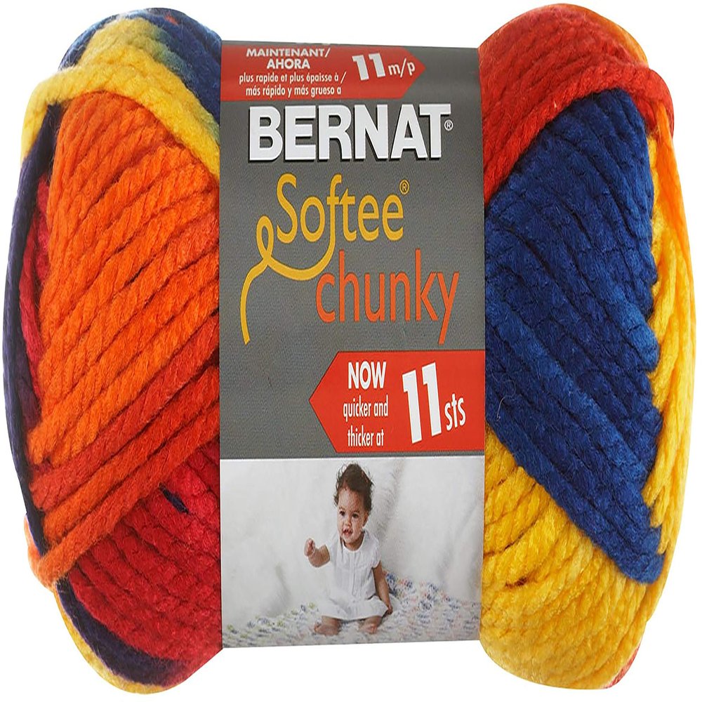 Bernat Softee Chunky Ombre Yarn, 2.5 oz, Gauge 5 Bulky Chunky, 100% Acrylic, School Yard