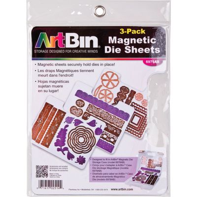 ArtBin 6979AB Magnetic Die Sheet Set 3-Pack, Die Organizers, Magnetic Organizer Sheets, [3] Sheets, White