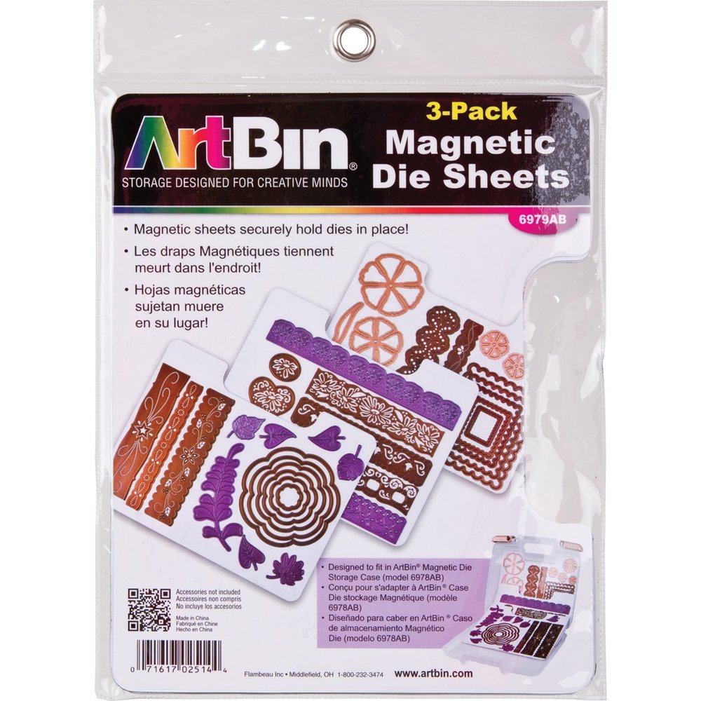 ArtBin 6979AB Magnetic Die Sheet Set 3-Pack, Die Organizers, Magnetic Organizer Sheets, [3] Sheets, White