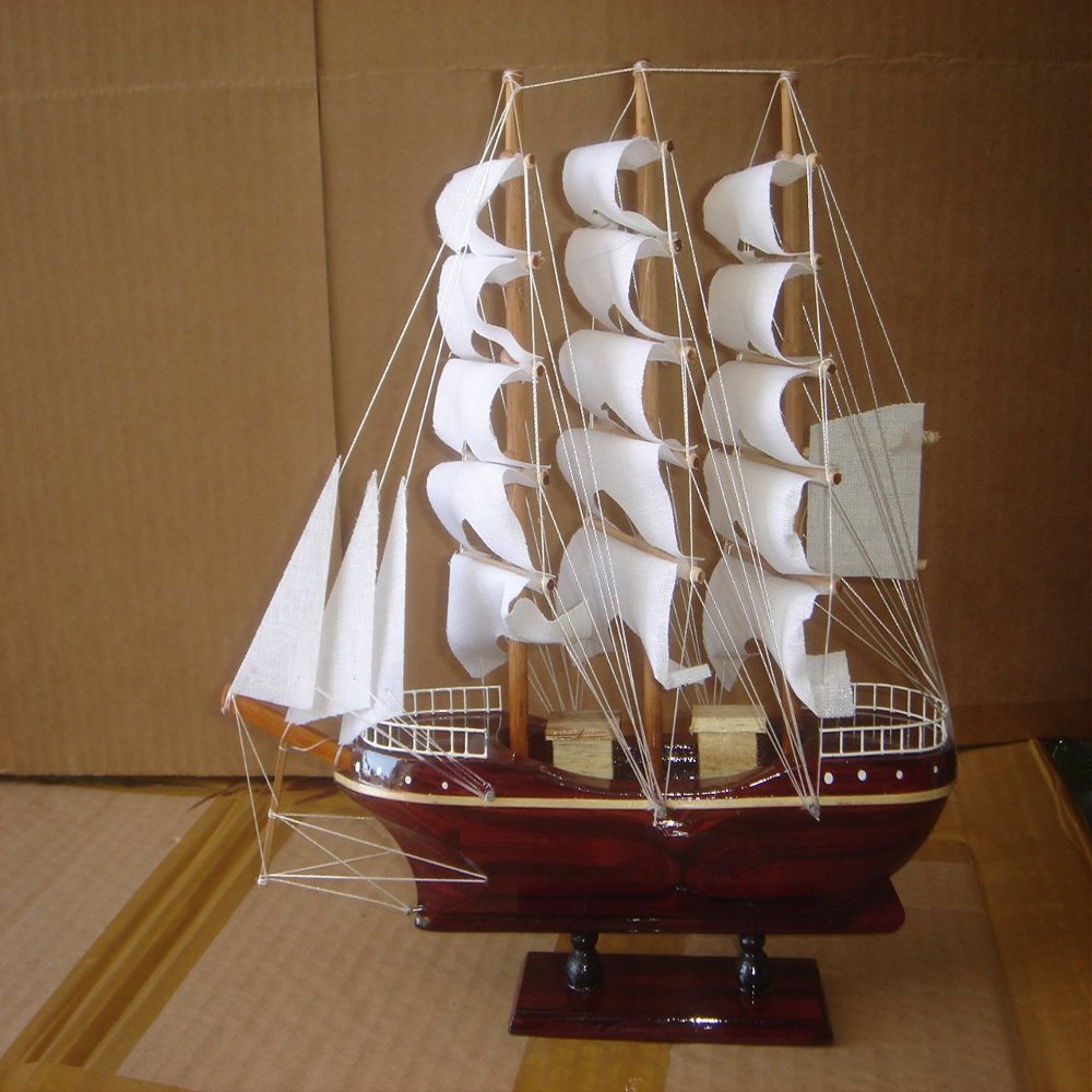 Hand Made Wooden Model Sailing Ship Medium Size Fully Assembly and Ready for Display, Already Built " Not a Kit "