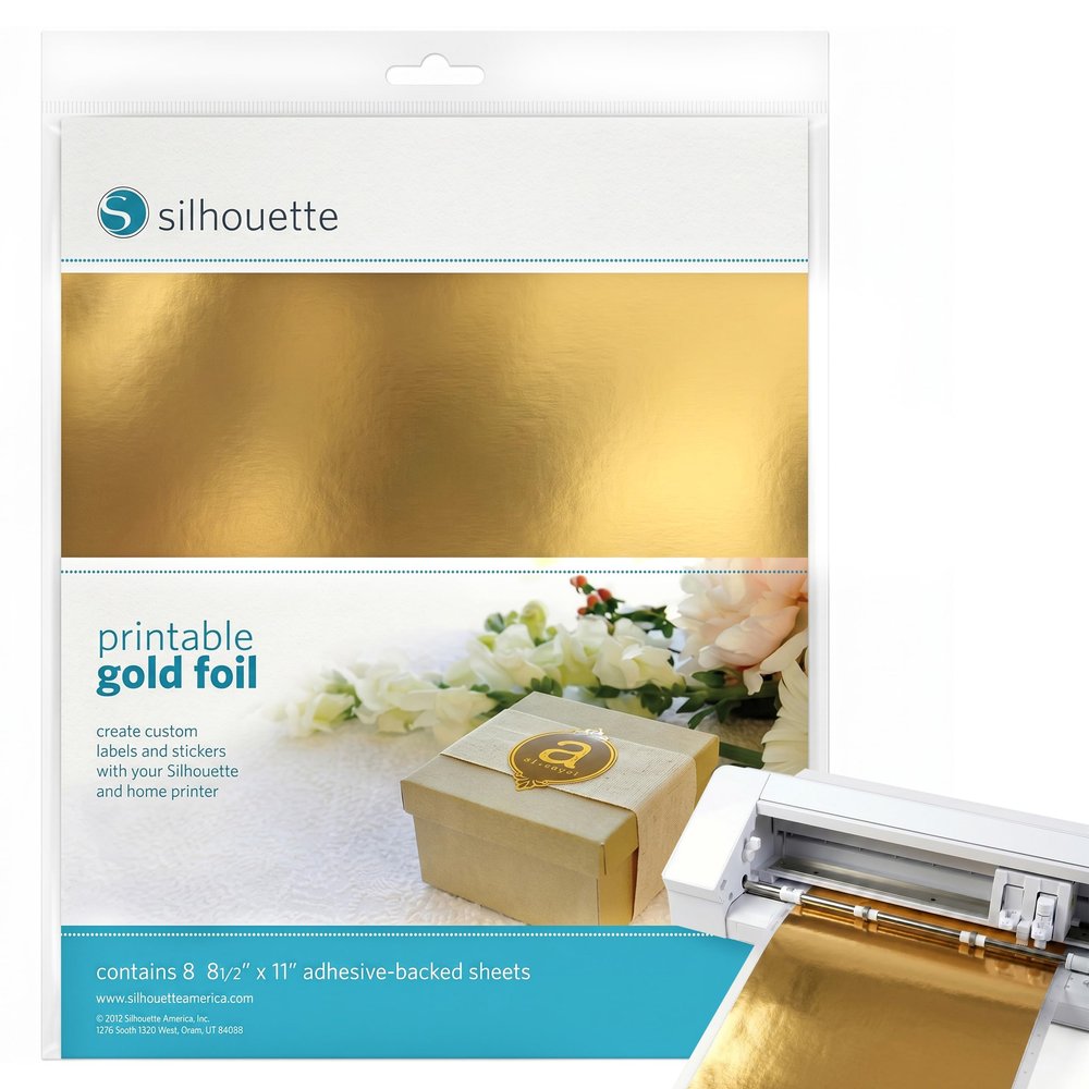 Silhouette Printable Adhesive Foil 8.5"X11" 8/Pkg - Gold
