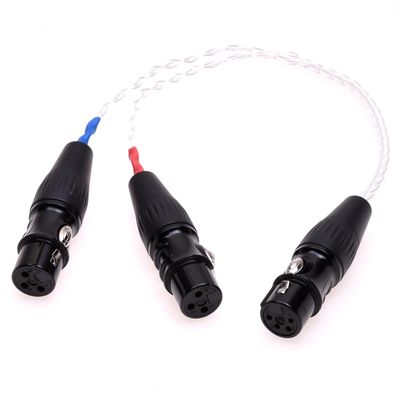 4-pin XLR Female Balanced to 2X 3-pin XLR Female Balanced Audio Adapter Hi-end Pcocc Silver Plated Cable